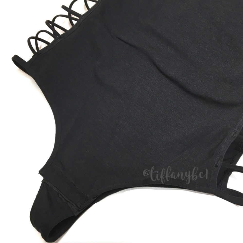 Sam Edelman Jet Black Strappy Side Thong Bodysuit - Picture 10 of 16